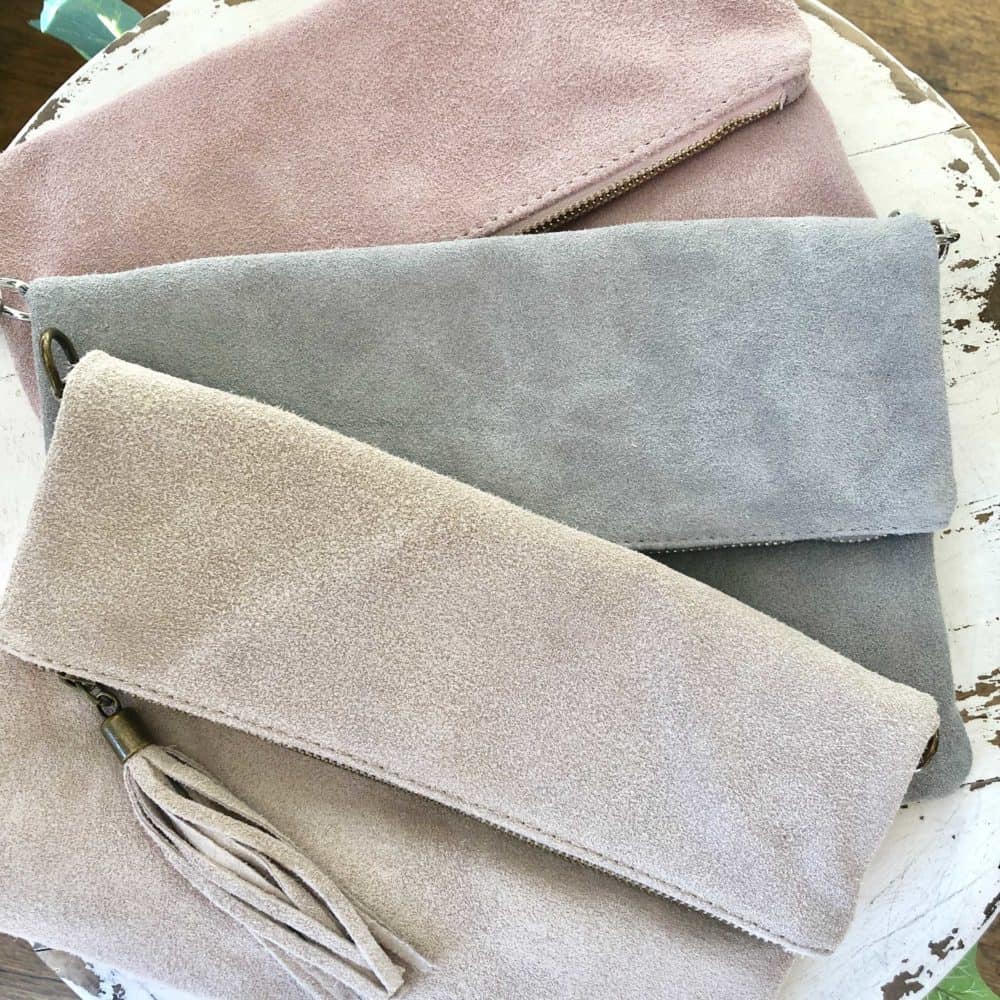 suede clutch