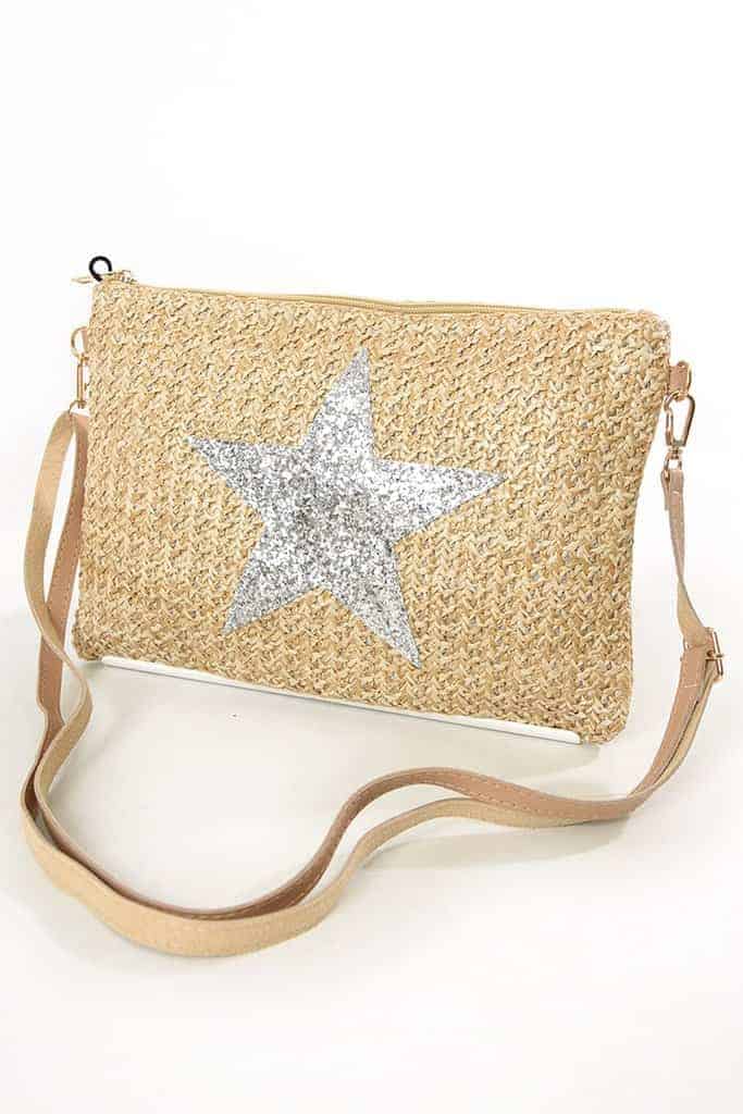Silver Star Straw Clutch Bag All About Eve at Home