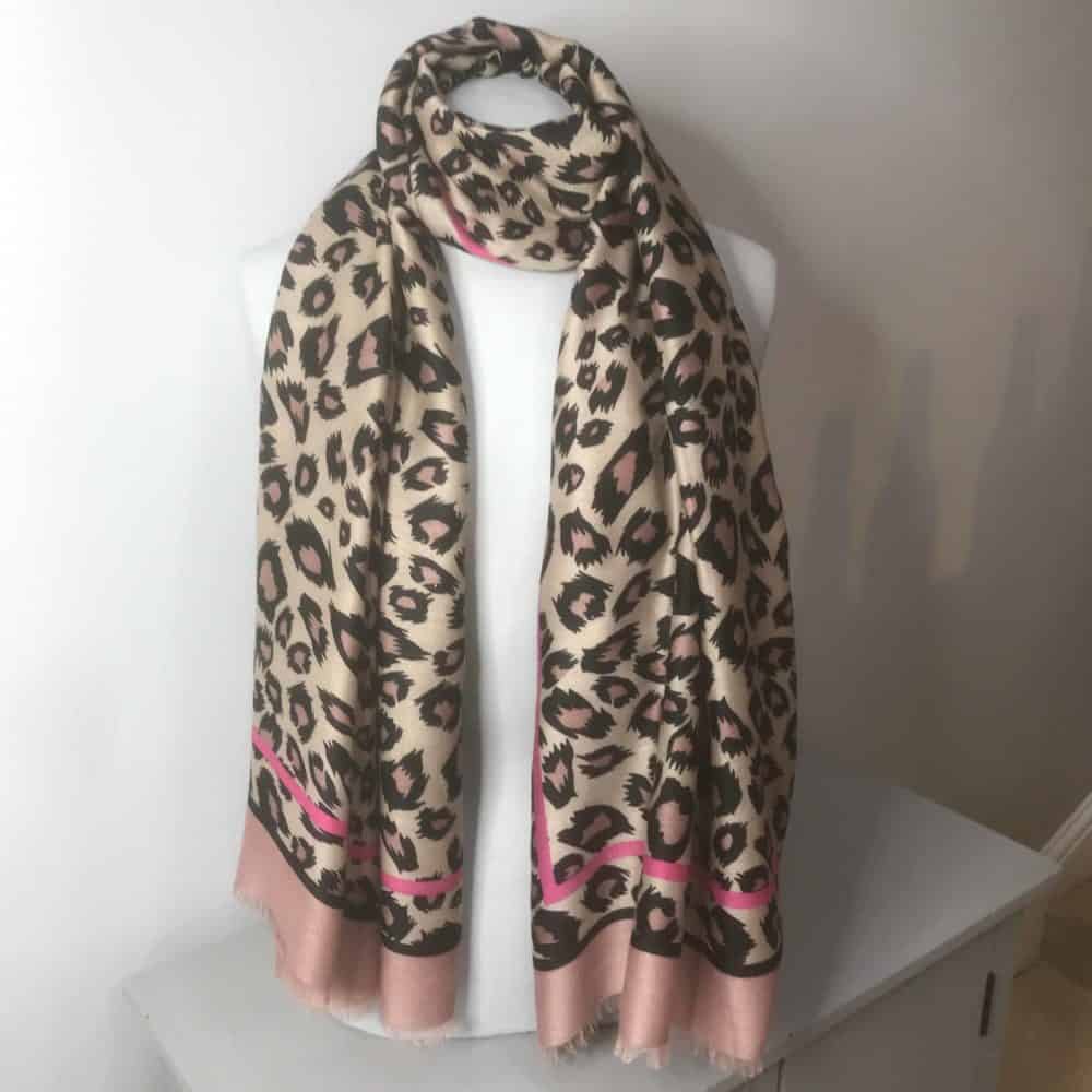 pink print scarf