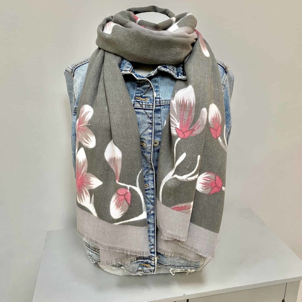 pink and white scarf