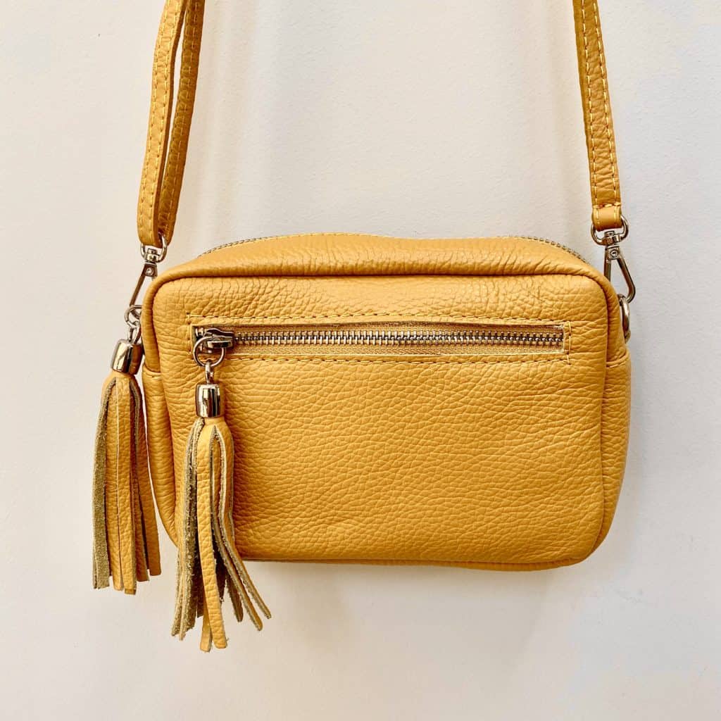 Mustard Yellow Leather Bag All About Eve at Home