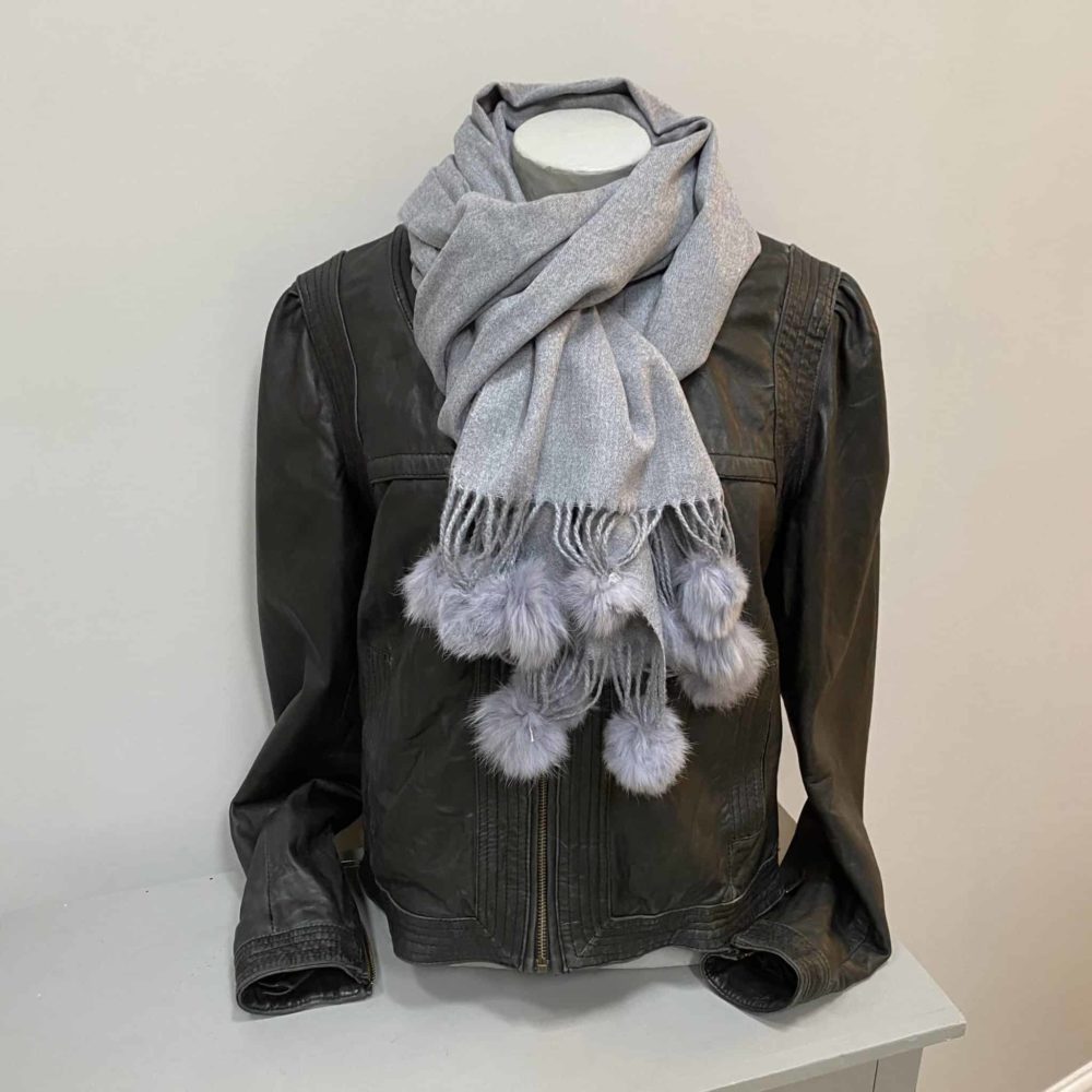 Grey Pom Scarf About Eve at Home