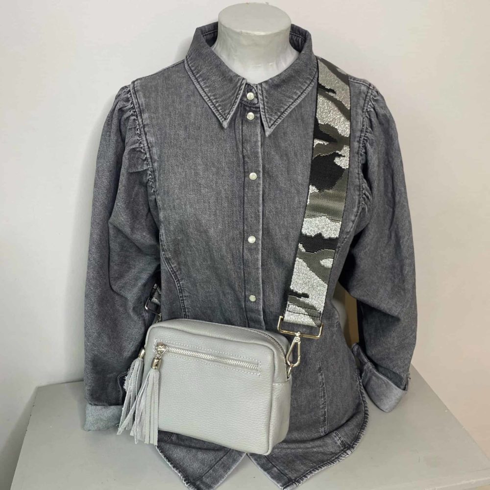 light grey leather bag